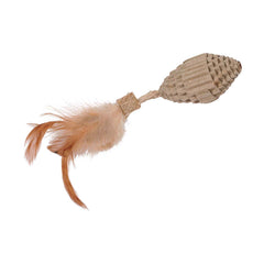 زولكس اثيكات لعبة للقطط كرتون شكل بيضاوي مع ريشة لون بني