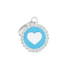 My Family Shiny Necklace Small Round Heart Light Blue