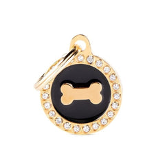 My Family Small Shiny Black Circle Bone Necklace
