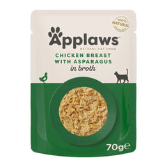 ابلاوز طعام رطب للقطط بالدجاج مع الهليون والأرز و المرق 70غ