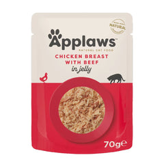 ابلاوز طعام رطب صدور الدجاج مع اللحم البقري في الجيلي للقطط 70 جرام