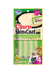 تشورو مكافآت كريمية للقطط للعناية بالجلد والفرو بنكهة الدجاج مع المحار 4×14غ