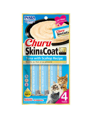 تشورو مكافآت للقطط بنكهة التونة مع المحار للعناية بالجلد والفرو 4×14غ