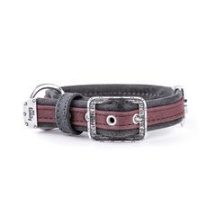 My Family London Leather Dog Collar Burgundy 45x2.2cm Medium