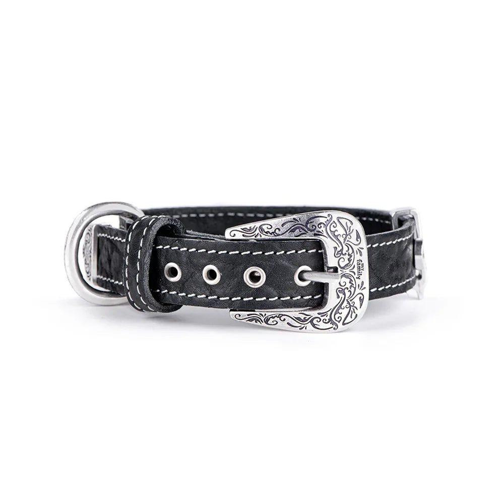 My Family El Paso Black Leather Collar 36x2.2cm