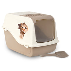 Bergamo Ariel Cat Litter Box with Scoop Beige