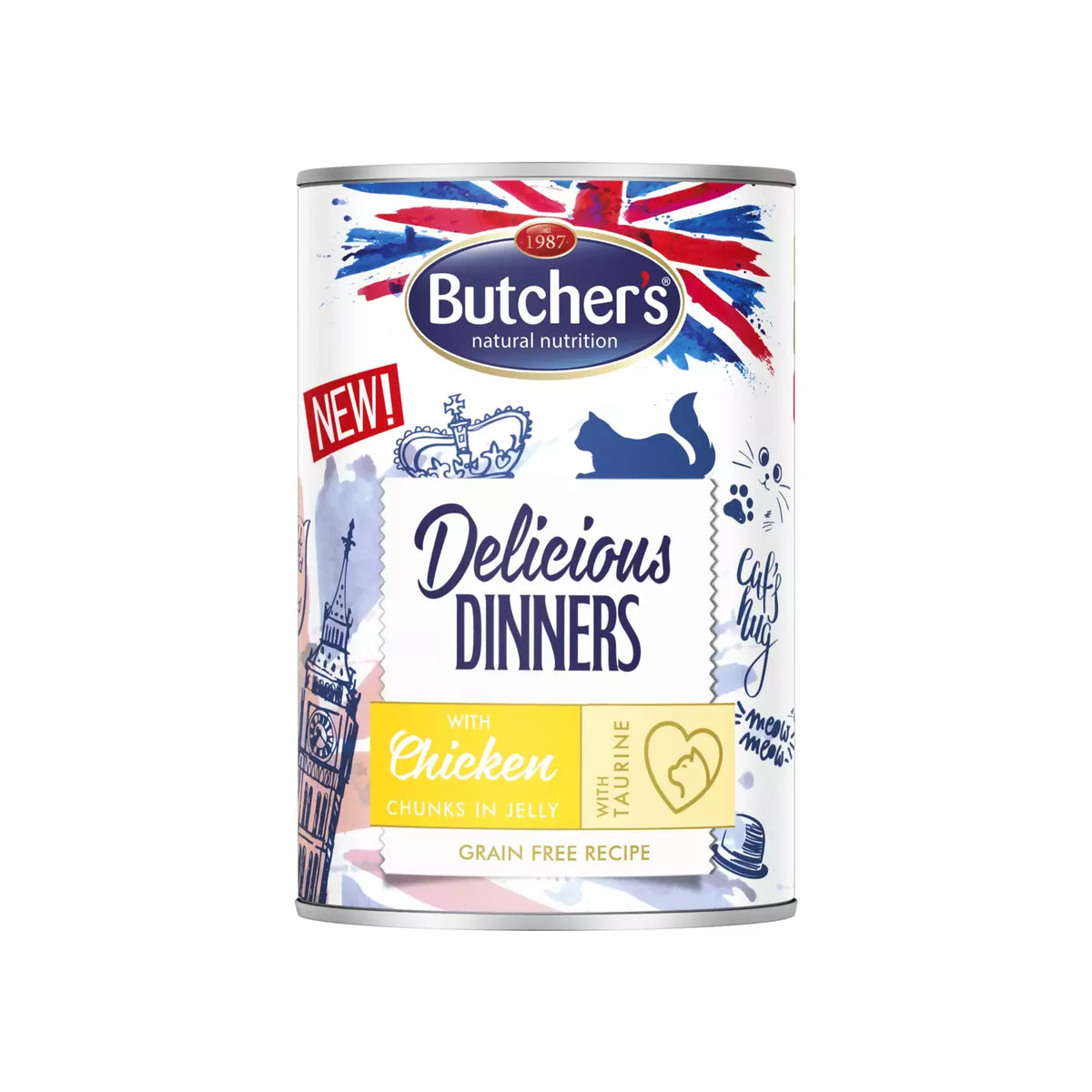 بوتشرز طعام رطب قطع للقطط بنكهة الدجاج في الجيلي 400غ