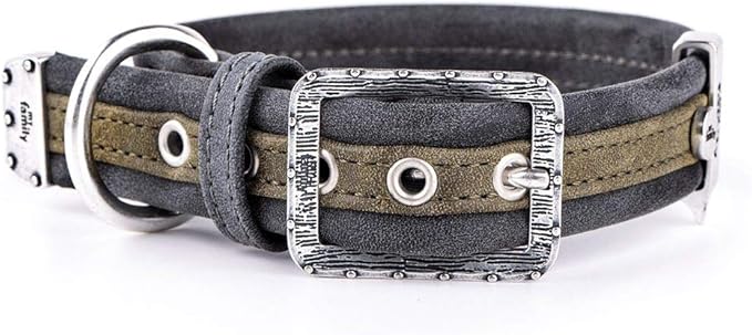 My Family London Olive Leather Collar 55x2.8cm Large