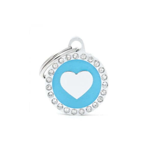 My Family Shiny Necklace Small Round Heart Light Blue