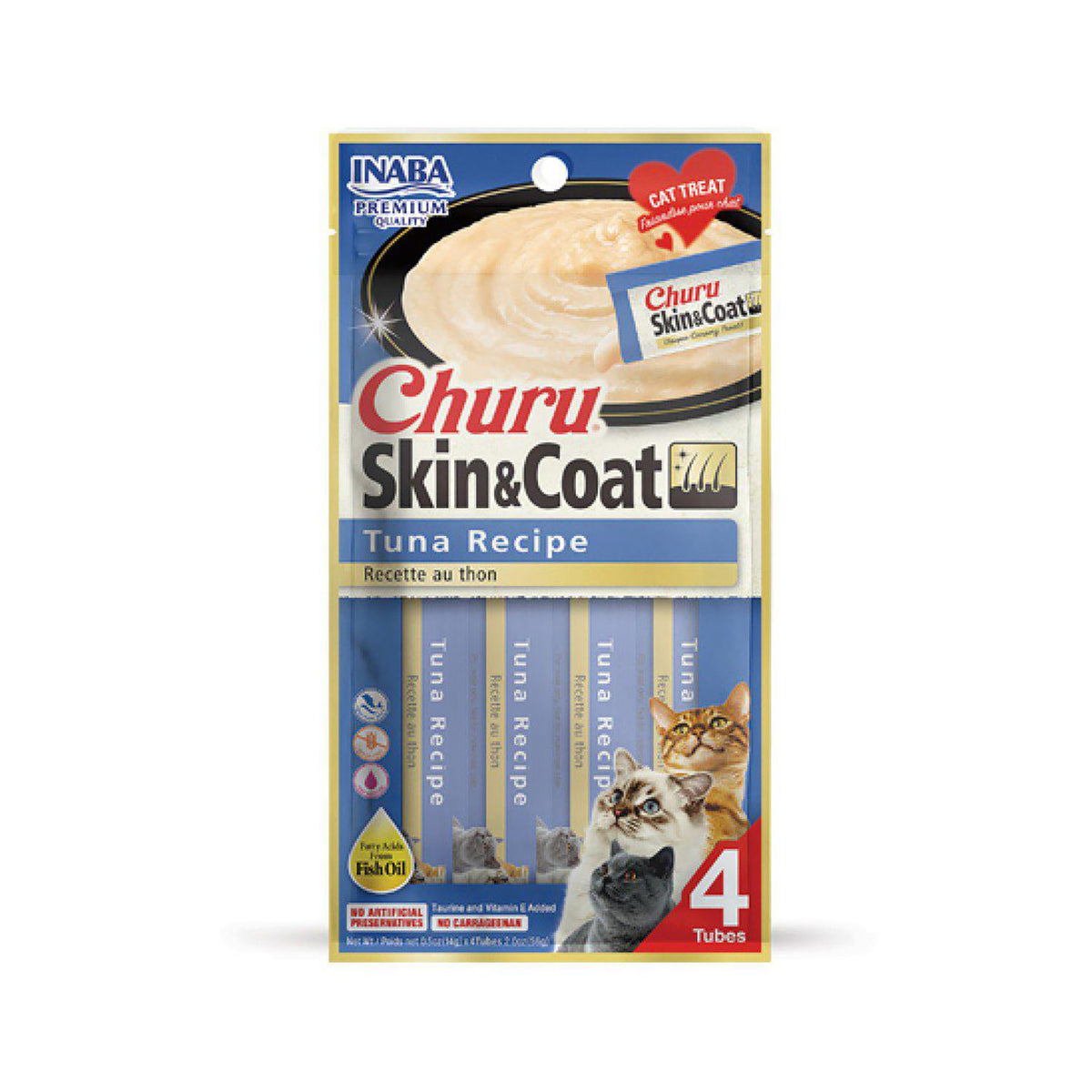 Churro Cat Treats for Skin and Fur Care Tuna Flavor 4x14g