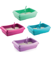 Flying Goo Open Litter Box with Scoop for Cats Purple