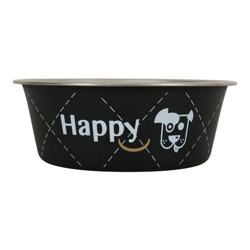 زولكس هابي صحن ستاينلس ستيل للكلاب مقاوم للصدأ مانع للإنزلاق لون اسود