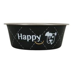 زولكس هابي صحن ستاينلس ستيل للكلاب مقاوم للصدأ مانع للإنزلاق لون اسود