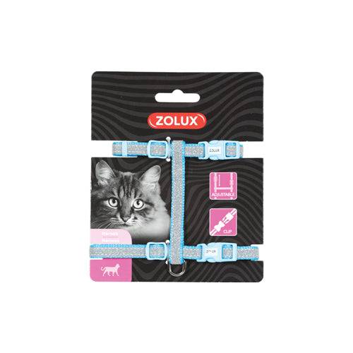 زولكس صدرية للقطط نايلون لون ازرق لامع