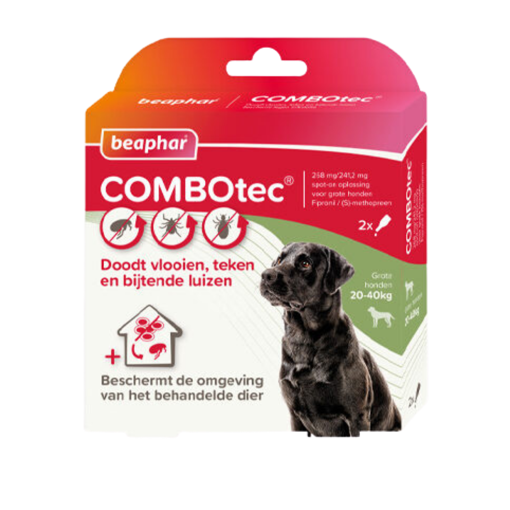 بيفار كومبوتيك قطرة لعلاج البراغيث والقراد والقمل للكلاب الكبيرة (40-20كغ)268x2مغ