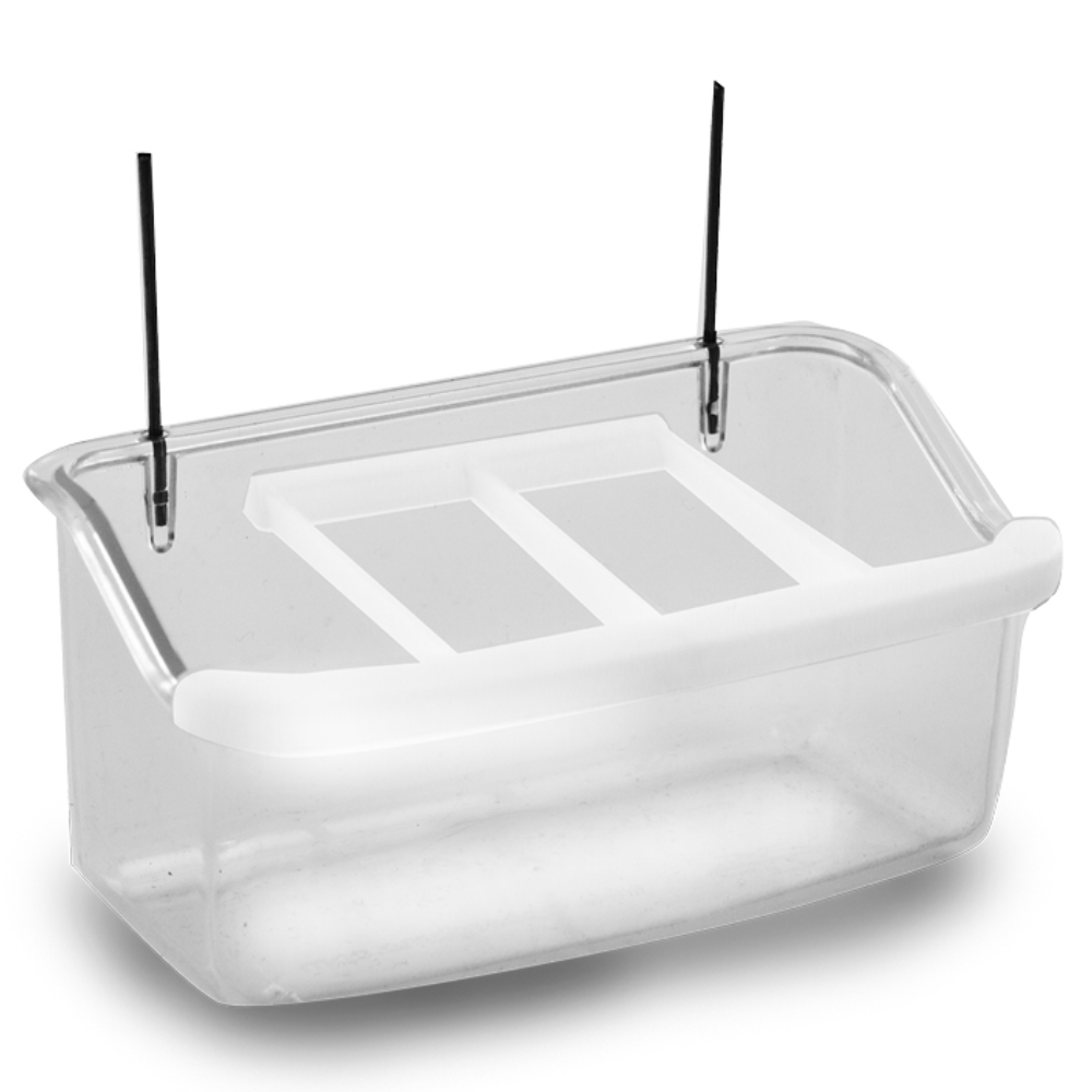 ام بي بيرغامو مأكلية للطيور بأسياخ تعليق معدنية 38.50 سم - أبيض