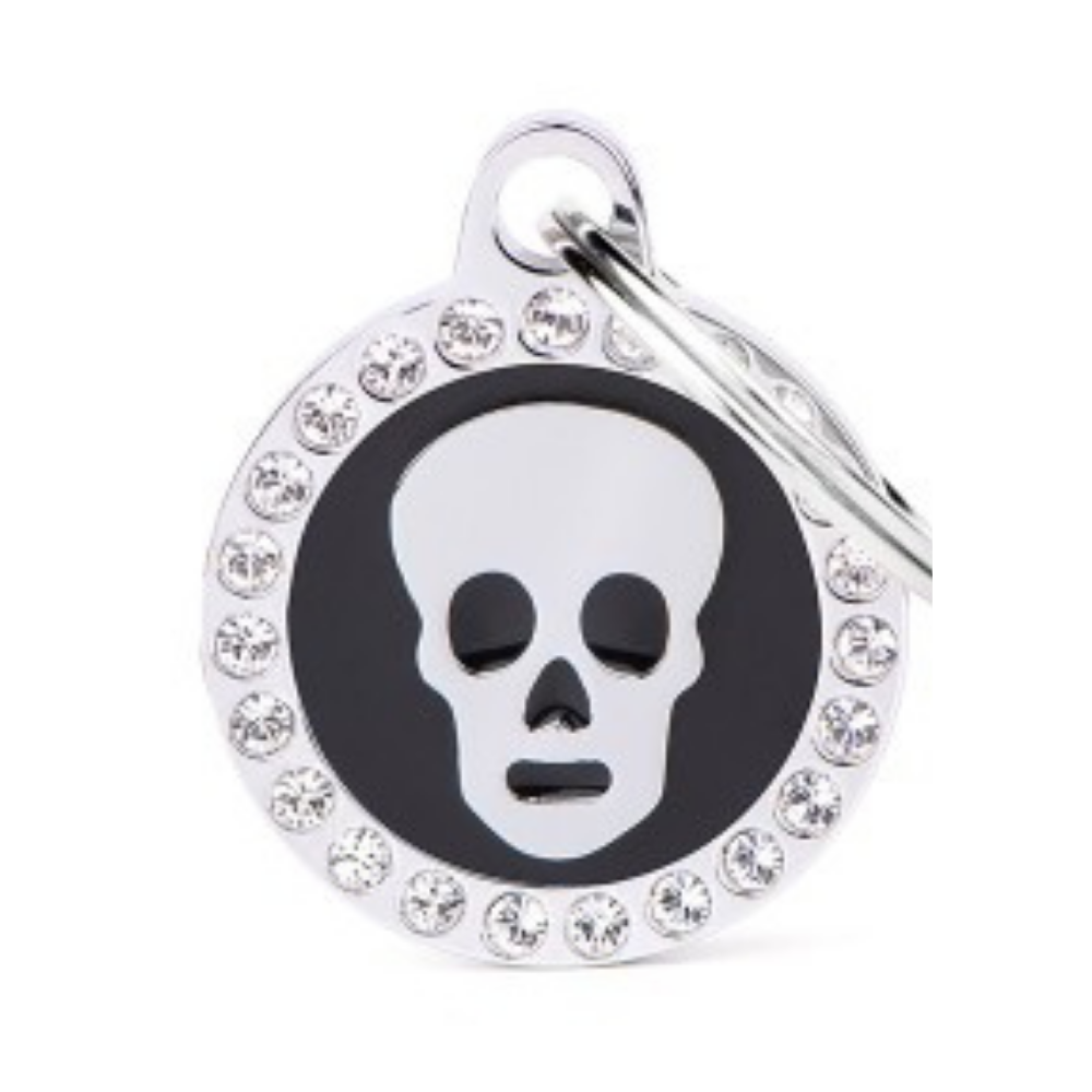 ماي فاميلي قلادة الجمجمة السوداء الصغيرة لماع