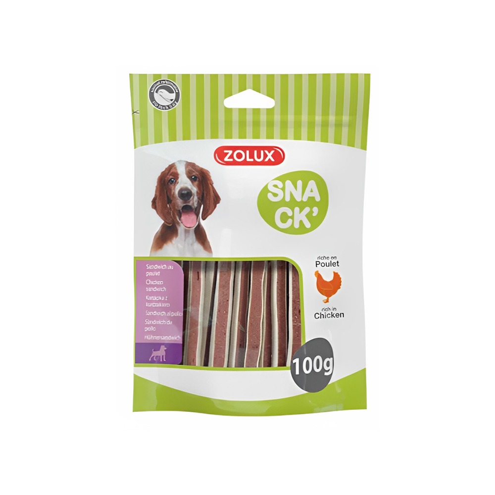 زولكس سناك مكافآت ساندويتش دجاج للكلاب 100غ