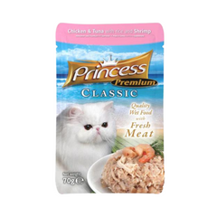 برينسس بريميوم أكياس كلاسيكية بالدجاج و التونة مع الأرز و الربيان 70 غ