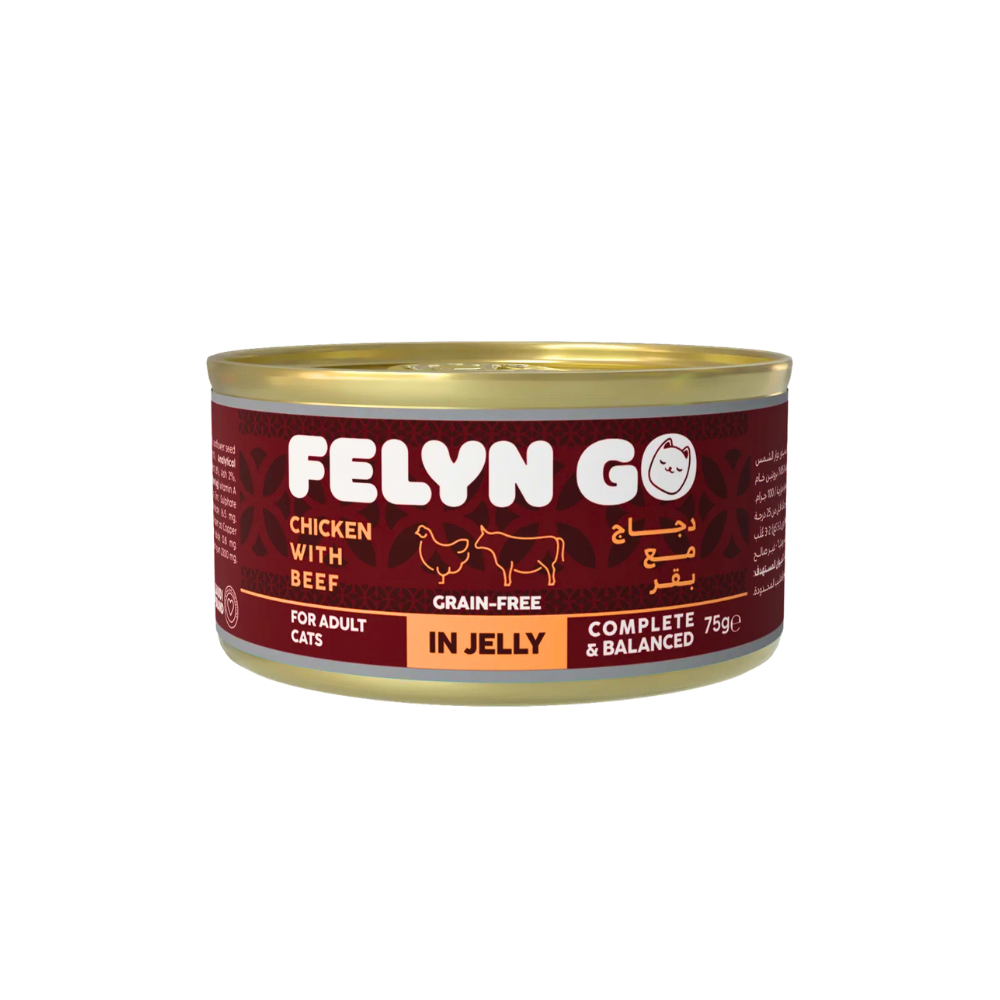 فيلاين قو طعام كامل معلبات دجاج مع لحم البقر في الجيلي 75غ