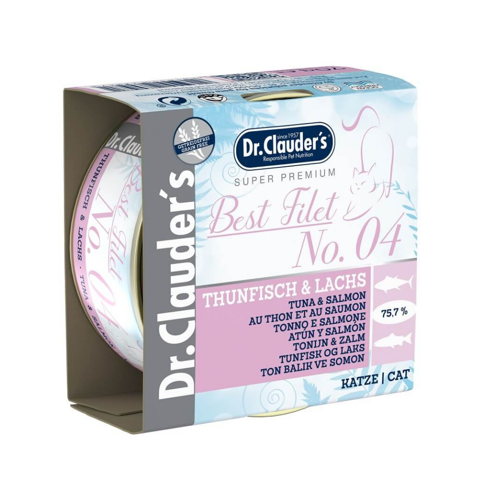 د.كلاودرز معلبات بست فيليه رقم 4 تونة وسالمون للقطط 70غ