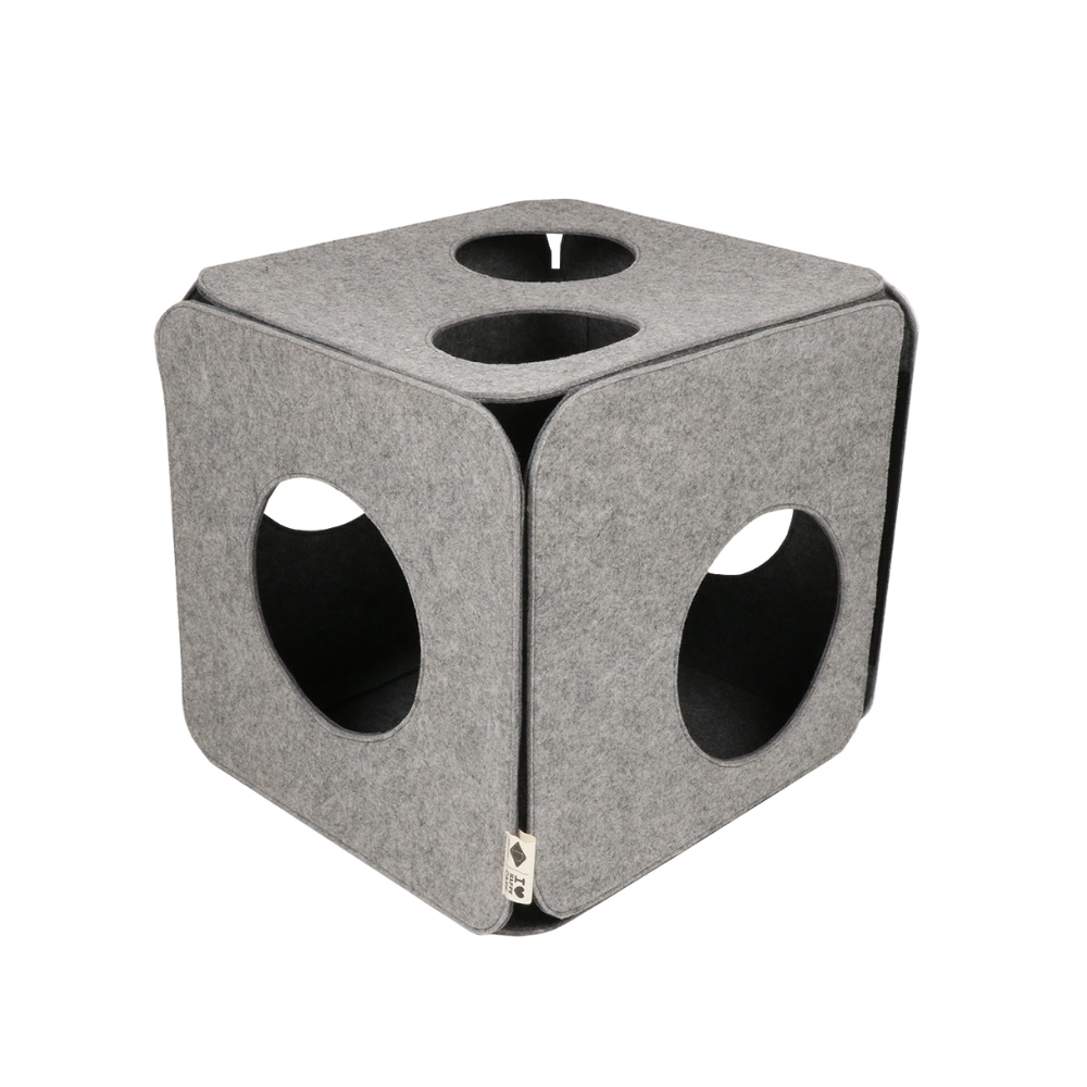 اي لوف هابي كات نالا مكعب لعب من اللباد رمادي 40×40×40 سم