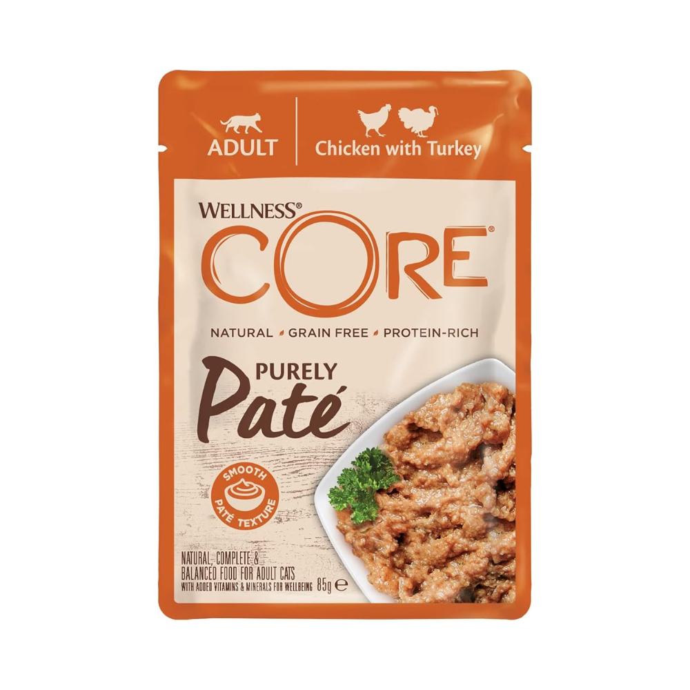 ويلنس كور بيورلي باتيه أظرف دجاج و ديك رومي للقطط 85غ