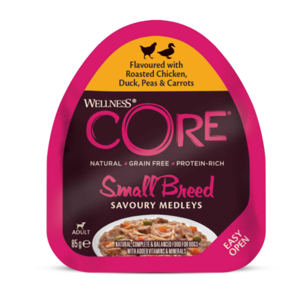 ويلنس كور طعام رطب بالدجاج والبط لفصائل الكلاب الصغيرة 85غ