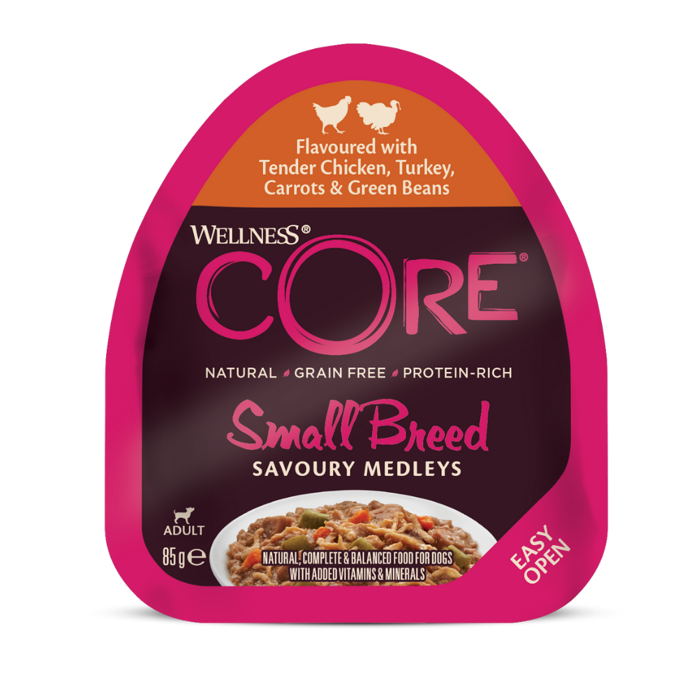 ويلنس كور طعام رطب بالدجاج والديك الرومي لفصائل الكلاب الصغيرة 85غ