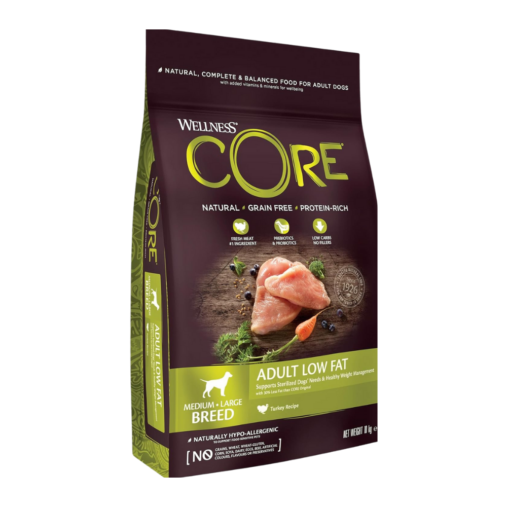 ويلنس كور طعام جاف منخفض الدهون بالديك الرومي لفصائل الكلاب المتوسطة والكبيرة