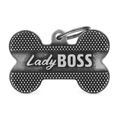 ماي فاميلي قلادة LADY BOSS شكل عظمة لون فضي حجم كبير XL
