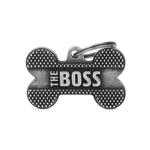 ماي فاميلي قلادة THE BOSS شكل عظمة لون فضي حجم صغير