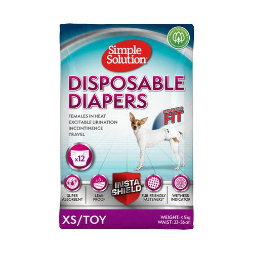 Simple Solution Diapers for Extra Small Breed Dogs 12 Count