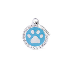 My Family Small Circle Claw Shiny Necklace in Light Blue