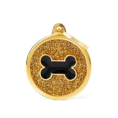 My Family Gold Plated Bone Shape Black Circle Necklace