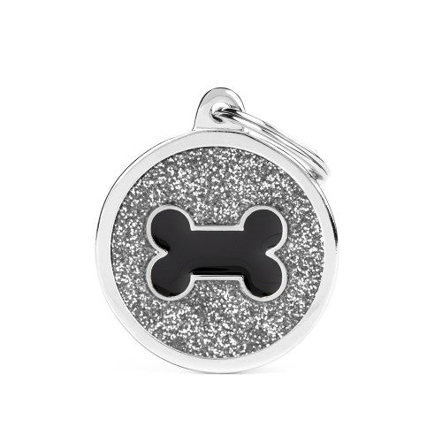 My Family Black Bone Circle Necklace Grey Frame