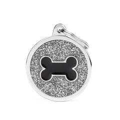 My Family Black Bone Circle Necklace Grey Frame