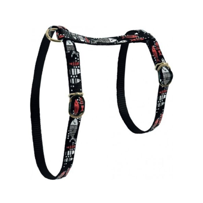 Zolux Cat Harness Nylon Fish Print Black 10mm
